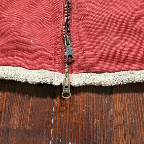 Duluth Trading Vest Womens L Red Canvas Sherpa Lined Heavyweight Chore Full Zip - Picture 5 of 13